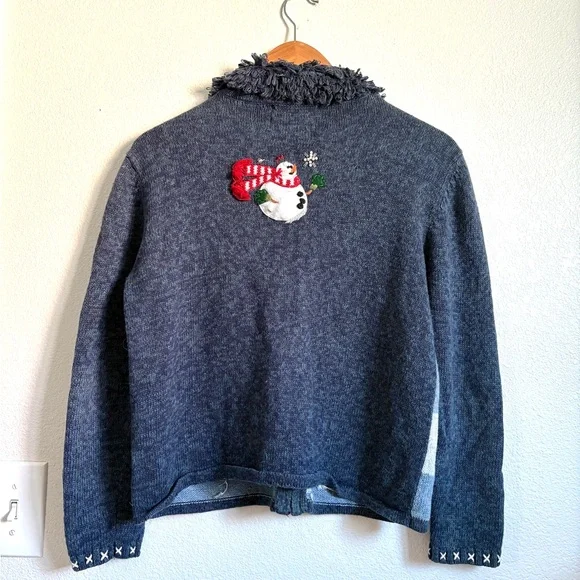 Vintage Heirloom Collectibles Snowman Christmas Zip Up Sweater - Picture 2 of 3